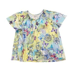 Vtg Haband Blouse Womens Size XXL Butterfly Fairycore Smocked Y2K Cottage